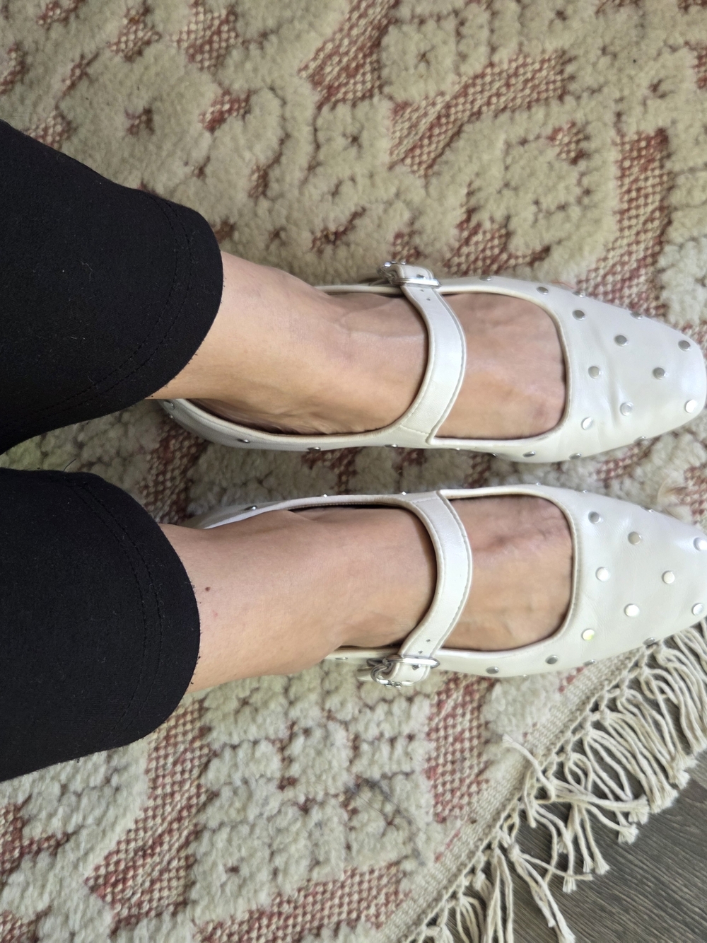 Sam Edelman White Studded Mary Jane Flats